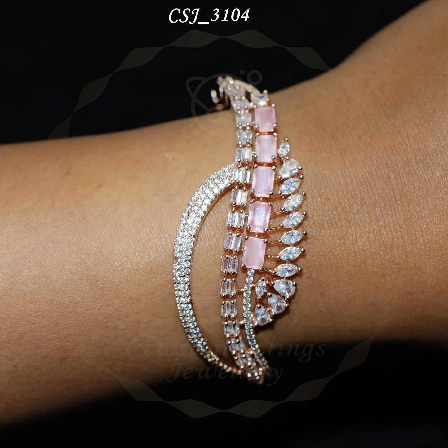 Rosewater Cascade Elegance Cuff Bracelet