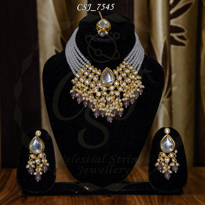 Big Kundan Set Crystal mala