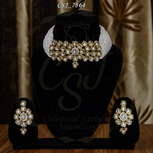 Kundan set with pearl mala