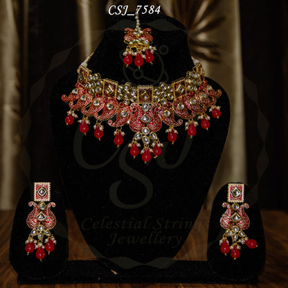 Meena big choker with Maang Teeka