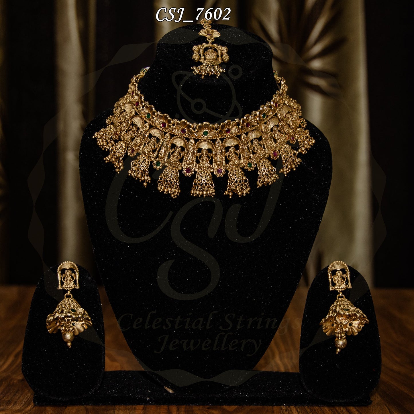 Temple Jewellery Laxmi Choker with Maang Teeka