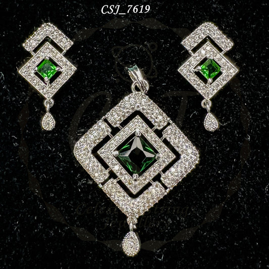 Diamond Shaped AD Pendant Set