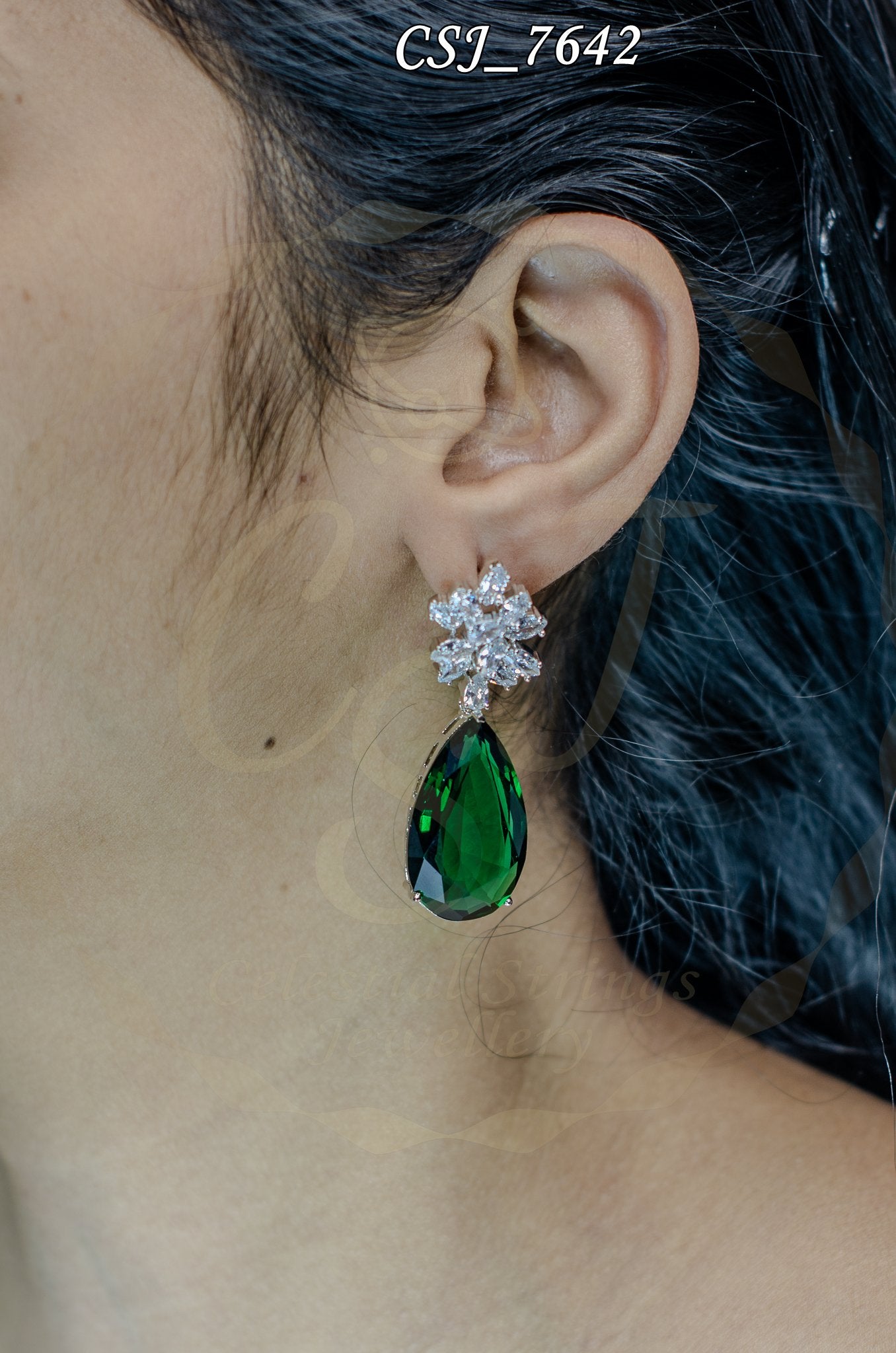 Verdant Sparkle Floral Teardrop Earrings