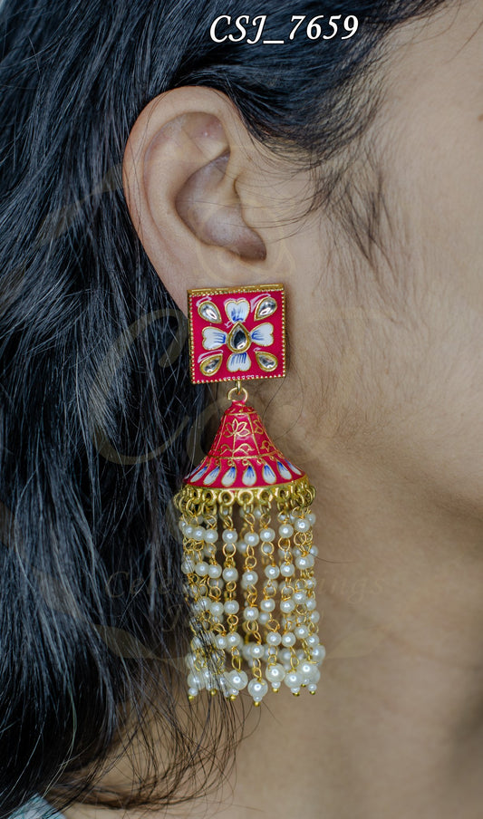 Festive Florals Enamel Chandelier Earrings