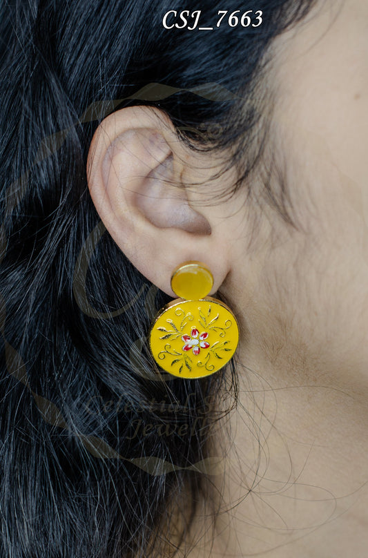 Sunburst Floral Stud Meena Earring