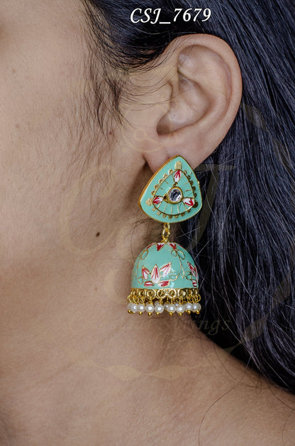 Mystic Eye & Lotus meena Jhumki earring.