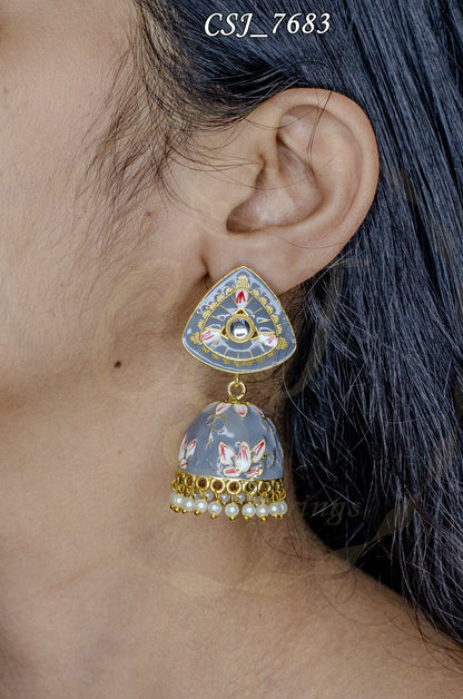 Mystic Eye & Lotus meena Jhumki earring.