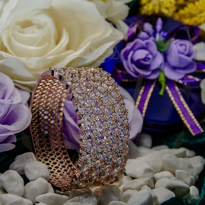 Rose Gold Floral Lattice Crystal Bracelet