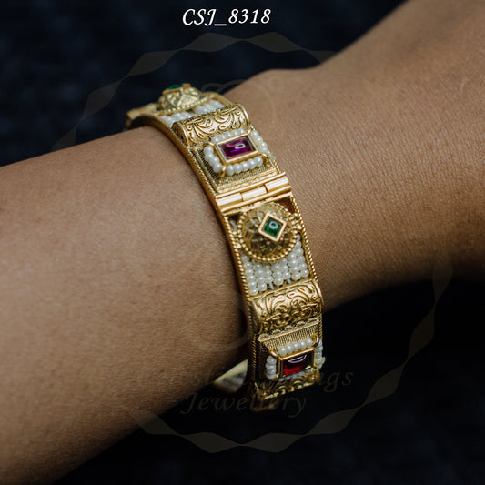 Royal Elegance Traditional Kada Pair with Precious Stones