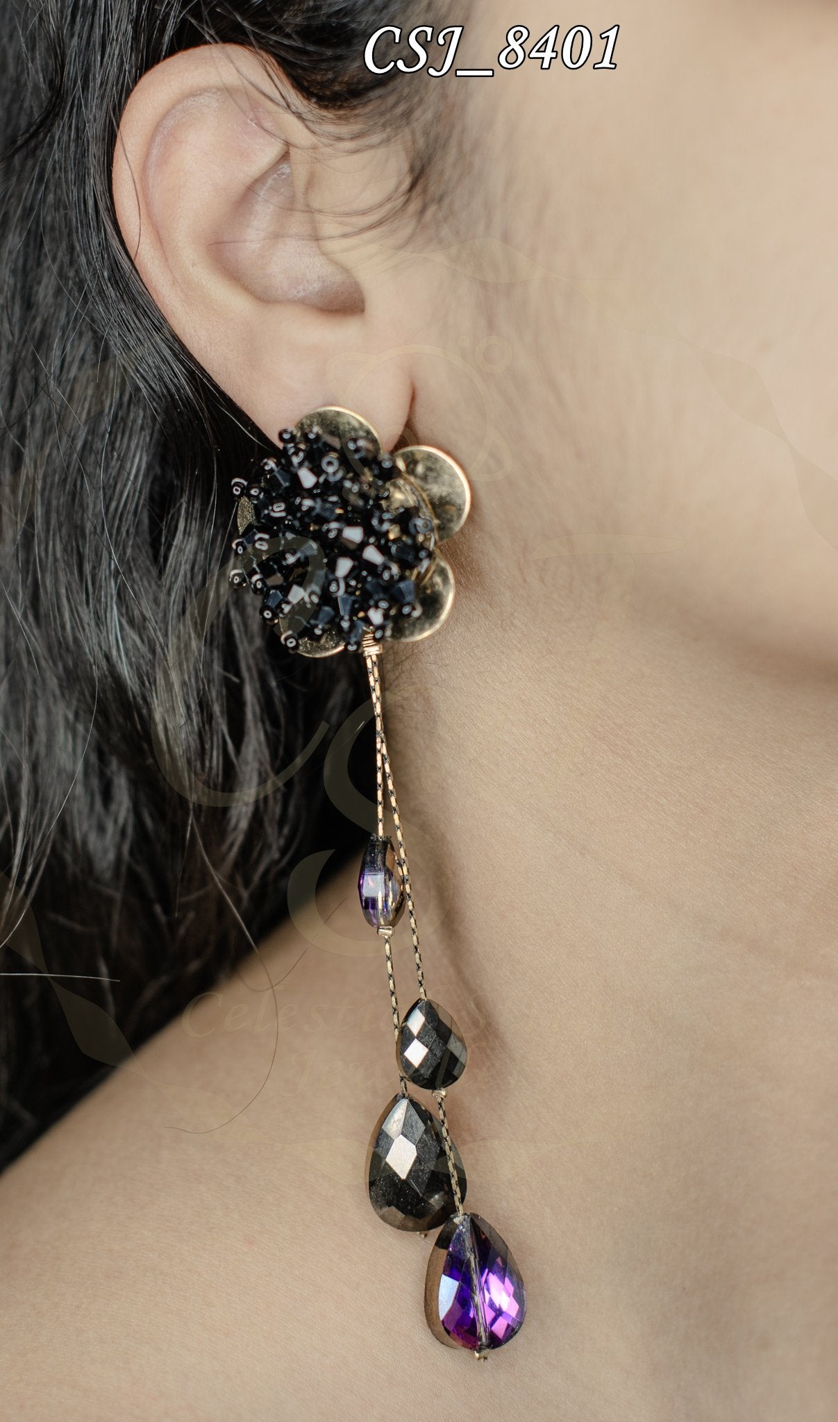 Midnight Bloom to Twilight Purple Drop Earrings