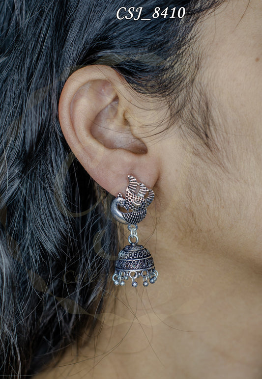 Peacock Majesty Drop Earrings with Ornamental Sphere