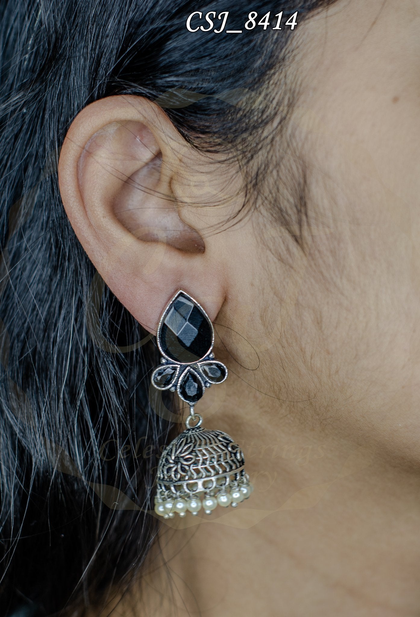 Verdant Elegance Gemstone and Filigree Drop Earring with Pearl Accents